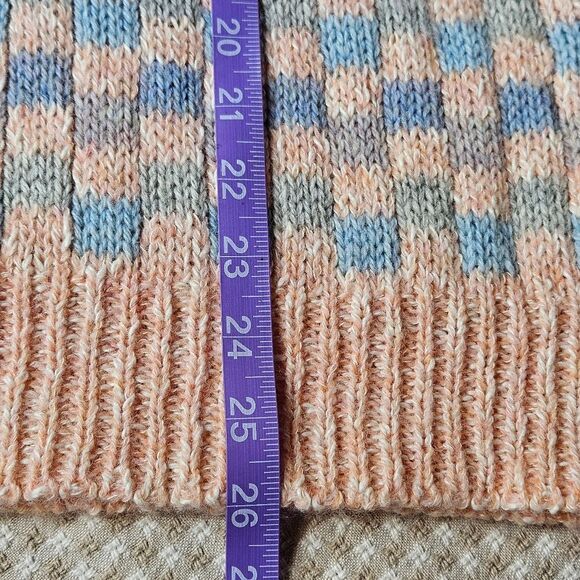 Moffat Woollens Vintage Tight Knit Pastel Checkerboard Wool Pull Over Sweater - Picture 9 of 12